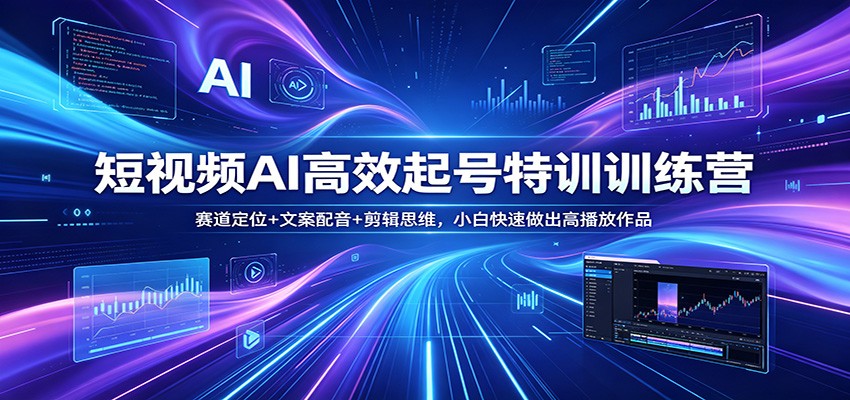 短视频AI高效起号特训训练营：赛道定位+文案配音+剪辑思维，小白快速做出高播放作品-KJ分享