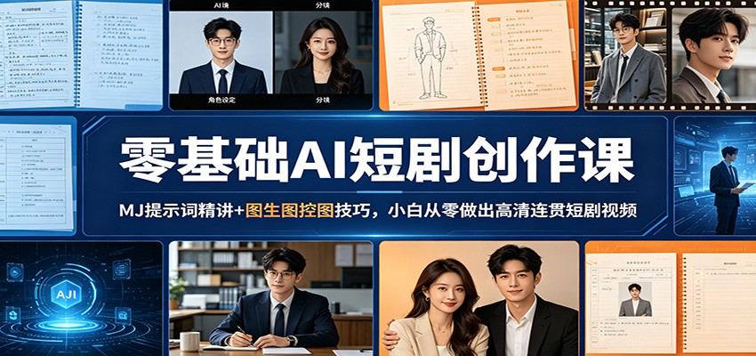 零基础AI短剧创作课:MJ提示词精讲+图生图控图技巧,小白从零做出高清连贯短剧视频-KJ分享