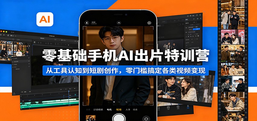 零基础手机AI出片特训营:从工具认知到短剧创作,零门槛搞定各类视频变现-KJ分享
