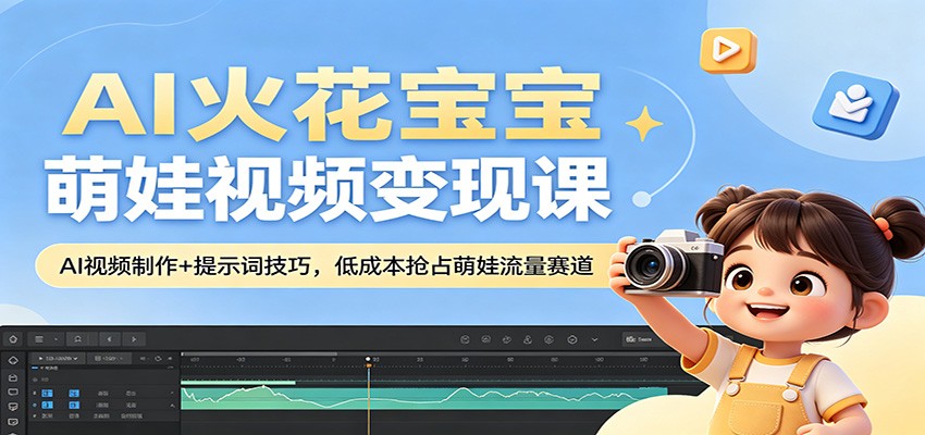 AI火花宝宝萌娃视频变现课:AI视频制作+提示词技巧,低成本抢占萌娃流量赛道-KJ分享