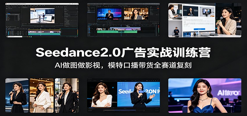 Seedance2.0广告实战训练营:AI做图做影视,模特口播带货全赛道复刻-KJ分享