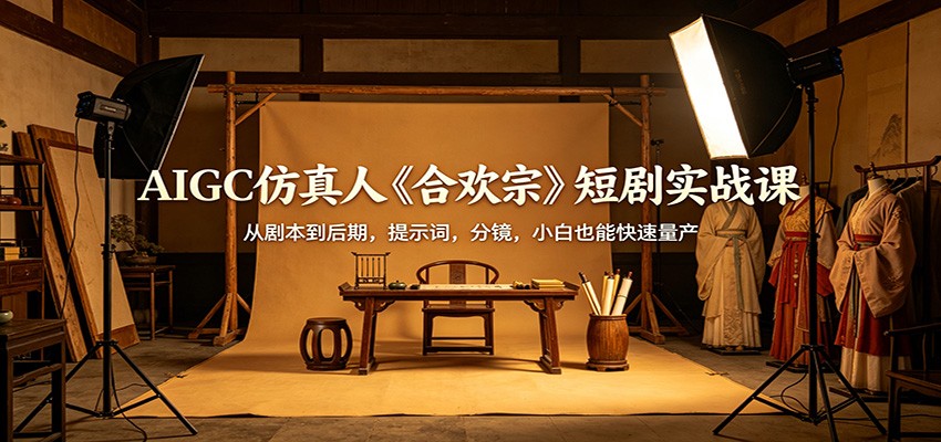 AIGC仿真人《合欢宗》短剧实战课：从剧本到后期，提示词，分镜，小白也能快速量产-KJ分享