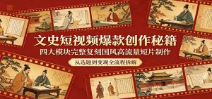 文史短视频爆款创作秘籍：四大模块完整复刻国风高流量短片制作-KJ分享