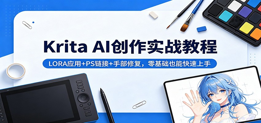 Krita AI创作实战教程:LORA应用+PS链接+手部修复,零基础也能快速上手-KJ分享