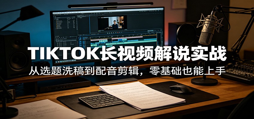 TIKTOK长视频解说实战:从选题洗稿到配音剪辑,零基础也能上手-KJ分享