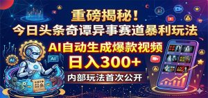 重磅揭秘！今日头条奇谭异事赛道暴利玩法：AI自动生成爆款视频，日入300+-KJ分享