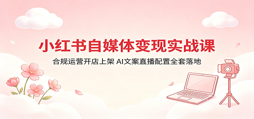 小红书自媒体变现实战课：合规运营开店上架，AI文案直播配置全套落地-KJ分享