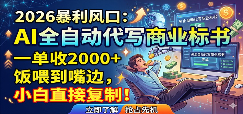 AI全自动代写商业标书,一单收2000+,饭喂到嘴边,小白直接复制-KJ分享