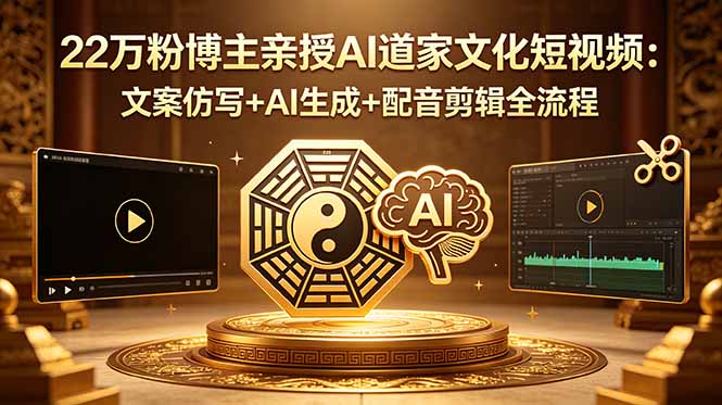 22万粉博主亲授AI道家文化短视频：文案仿写+AI生成+配音剪辑全流程-KJ分享