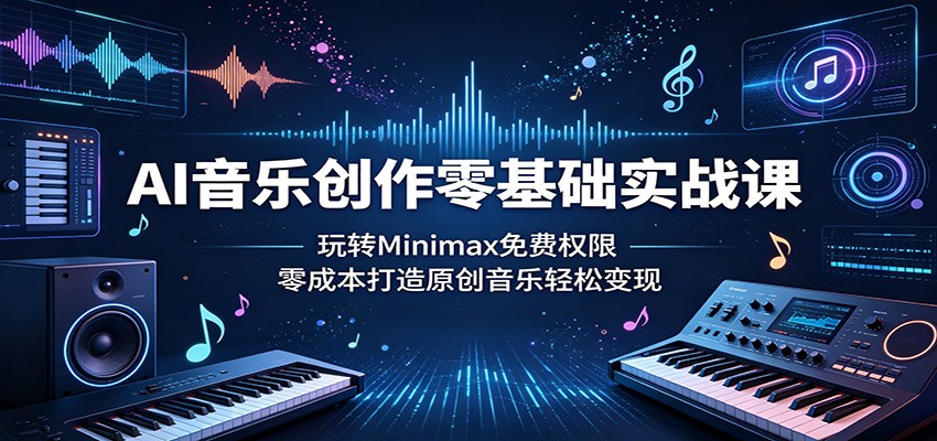 AI音乐创作零基础实战课:玩转Minimax免费权限,零成本打造原创音乐轻松变现-KJ分享