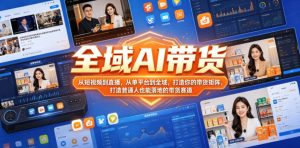 全域AI带货,从短视频到直播,从单平台到全域,打造你的带货矩阵,打造普通人也能落地的带货赛道-KJ分享