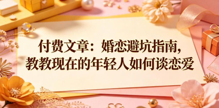 付费文章：婚恋避坑指南，教教现在的年轻人如何谈恋爱-KJ分享
