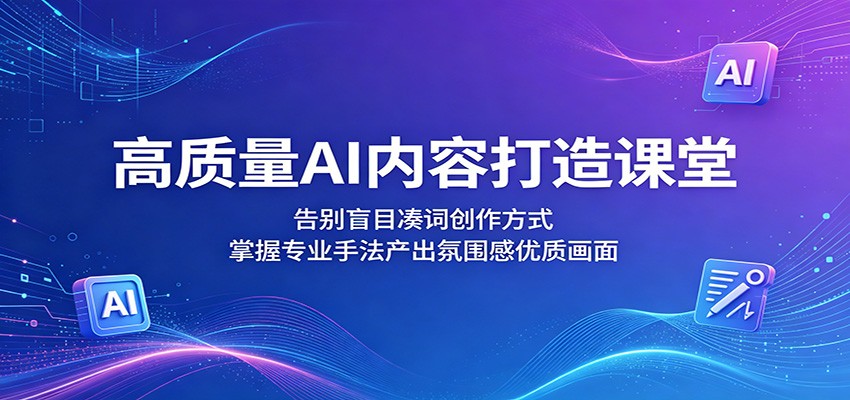 高质量AI内容打造课堂:告别盲目凑词创作方式,掌握专业手法产出氛围感优质画面-KJ分享