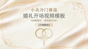 小众冷门赛道，婚礼开场视频模板，168条笔记，变现超20W+【详细教程】-KJ分享