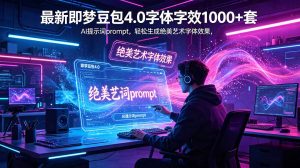 最新即梦豆包4.0字体字效1000+套,AI提示词prompt,轻松生成绝美艺术字体效果-KJ分享