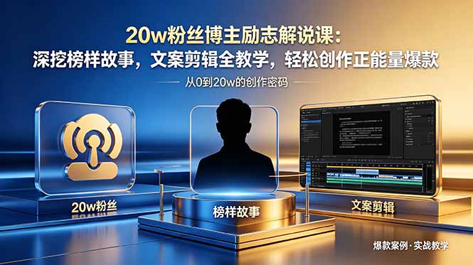 20w粉丝博主励志解说课：深挖榜样故事，文案剪辑全教学，轻松创作正能量爆款-KJ分享
