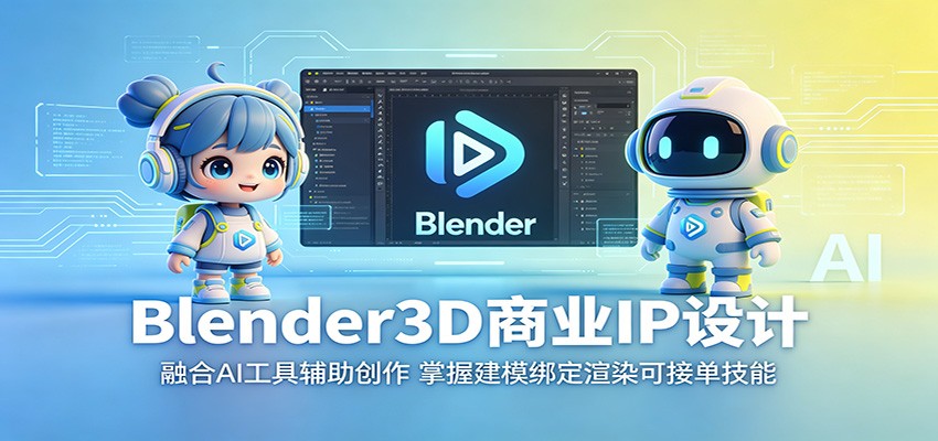 Blender3D商业IP设计:融合AI工具辅助创作,掌握建模绑定渲染可接单技能-KJ分享