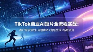 TikTok商业AI短片全流程实战:客户需求策划+分镜脚本+角色生成+场景融合-KJ分享