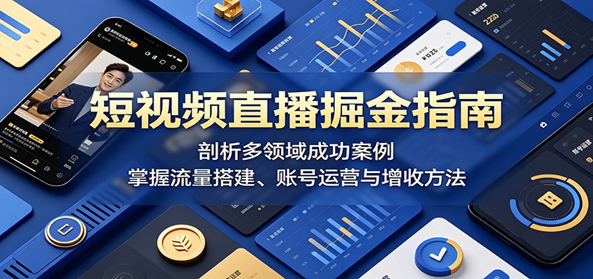 短视频直播掘金指南：剖析多领域成功案例，掌握流量搭建、账号运营与增收方法-KJ分享