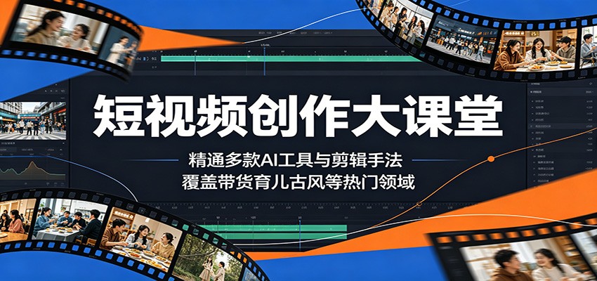短视频创作大课堂:精通多款AI工具与剪辑手法,覆盖带货、育儿、古风等热门领域-KJ分享