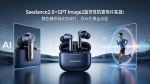 Seedance2.0+GPT Image2蓝牙耳机宣传片实战:静态精修到动态成片,双AI引擎全流程-KJ分享