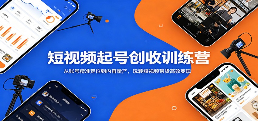 短视频起号创收训练营:从账号精准定位到内容量产,玩转短视频带货高效变现-KJ分享