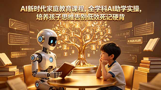 AI新时代家庭教育课程，全学科AI助学实操，培养孩子思维告别低效死记硬背-KJ分享