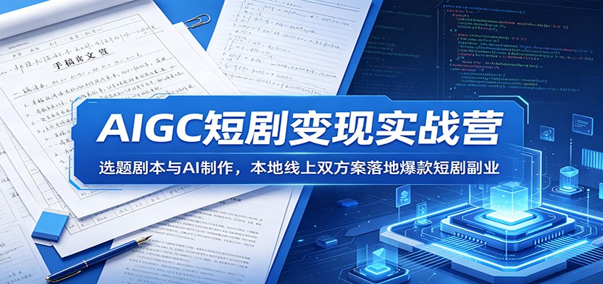 AIGC短剧变现实战营：选题剧本与AI制作，本地线上双方案落地爆款短剧副业-KJ分享
