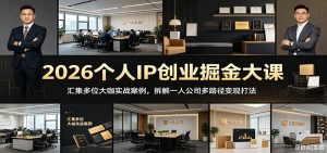 2026个人IP创业掘金大课：汇集多位大咖实战案例，拆解一人公司多路径变现打法-KJ分享