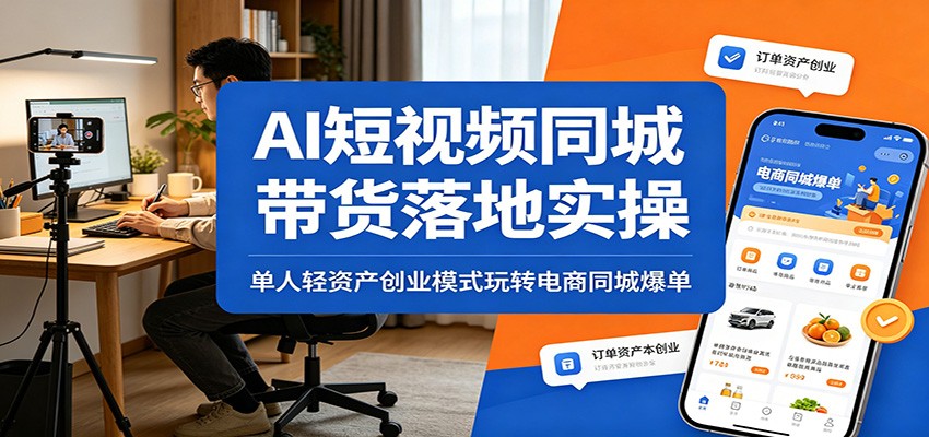 AI短视频同城带货落地实操:单人轻资产创业模式玩转电商同城爆单-KJ分享