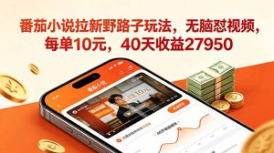 番茄小说拉新野路子玩法，无脑怼视频，每单10元，40天收益27950-KJ分享