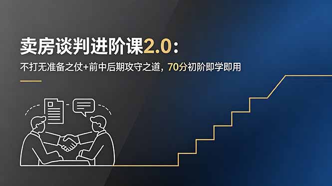 卖房谈判进阶课2.0：不打无准备之仗+前中后期攻守之道，70分初阶即学即用-KJ分享