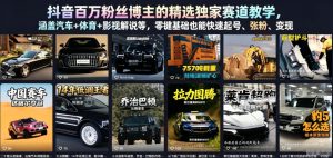 抖音百万粉丝博主的精选独家赛道教学，涵盖汽车+体育+影视解说等，零基础也能快速起号、涨粉、变现-KJ分享