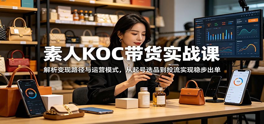 素人KOC带货实战课：解析变现路径与运营模式，从起号选品到投流实现稳步出单-KJ分享