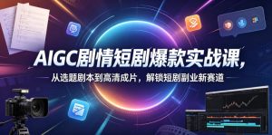 AIGC剧情短剧爆款实战课，从选题剧本到高清成片，解锁短剧副业新赛道-KJ分享