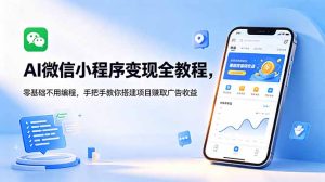 AI微信小程序变现全教程，零基础不用编程，手把手教你搭建项目赚取广告收益-KJ分享