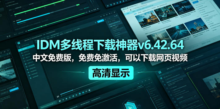 IDM多线程下载神器v6.42.64中文免费版，免费免激活，可以下载网页视频(例如飞书文档内的视频)-KJ分享