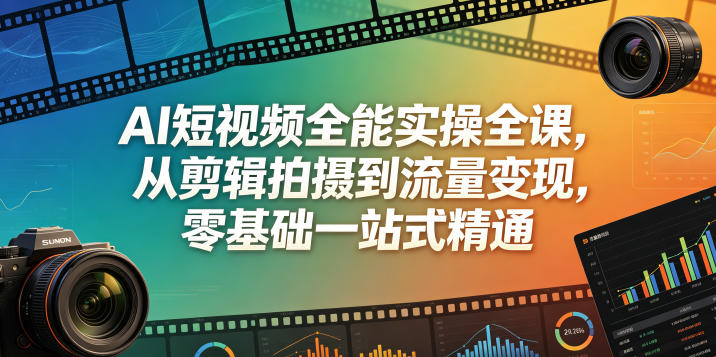 AI短视频全能实操全课，从剪辑拍摄到流量变现，零基础一站式精通-KJ分享