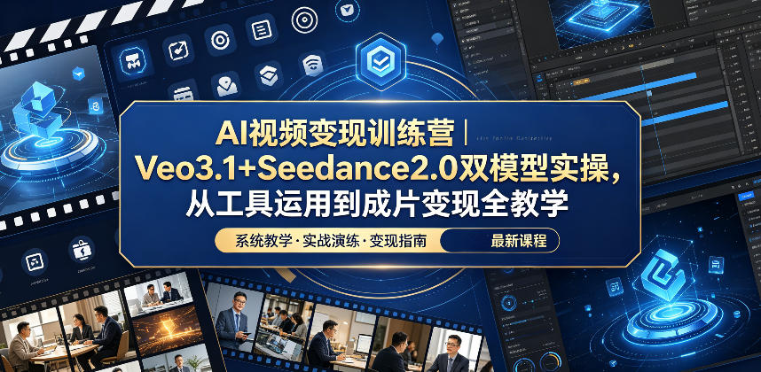 AI视频变现训练营｜Veo3.1+Seedance2.0双模型实操，从工具运用到成片变现全教学-KJ分享