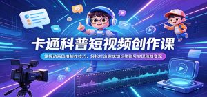 卡通科普短视频创作课:掌握动画风格制作技巧,轻松打造趣味知识类账号实现涨粉变现-KJ分享