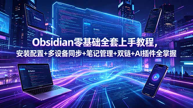 Obsidian零基础全套上手教程，安装配置+多设备同步+笔记管理+双链+AI插件全掌握-KJ分享