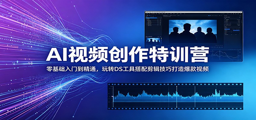 AI视频创作特训营:零基础入门到精通,玩转DS工具搭配剪辑技巧打造爆款视频-KJ分享