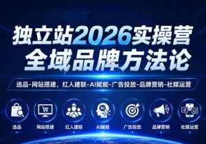 独立站2026实操营,全域品牌方法论,选品-网站搭建,红人建联-AI赋能-广告投放-品牌营销-社煤运营-KJ分享