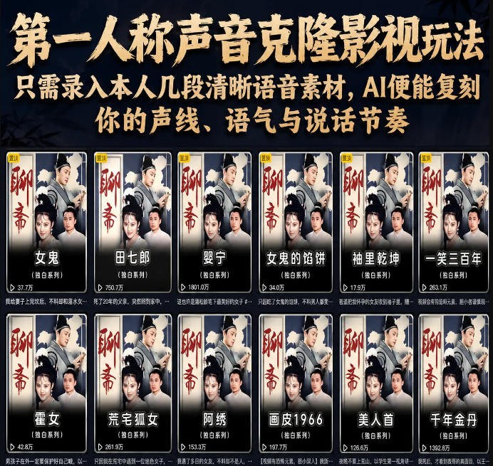 第一人称声音克隆影视玩法，只需录入本人几段清晰语音素材，AI便能复刻你的声线、语气与说话节奏-KJ分享