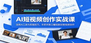 AI短视频创作实战课:活用AI工具与剪辑技巧,手把手教口播短剧创意视频创作-KJ分享