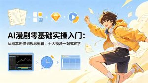 AI漫剧零基础实操入门:从剧本创作到视频剪辑,十大模块一站式教学-KJ分享