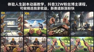 体验人生副本动画教学, 抖音32W粉丝博主课程,可做精选独家收益,新赛道新涨粉快-KJ分享