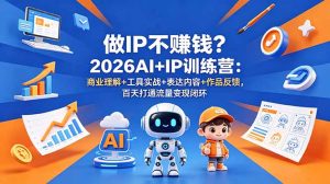 做IP不赚钱?2026AI+IP训练营:商业理解+工具实战+表达内容+作品反馈,百天打通流量变现闭环-KJ分享