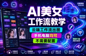 AI美女工作流教学,云端工作流出图,手机电脑均可,不需要配置,快速起号涨粉-KJ分享