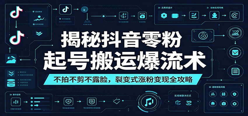 揭秘抖音零粉起号搬运爆流术：不拍不剪不露脸，裂变式涨粉变现全攻略-KJ分享